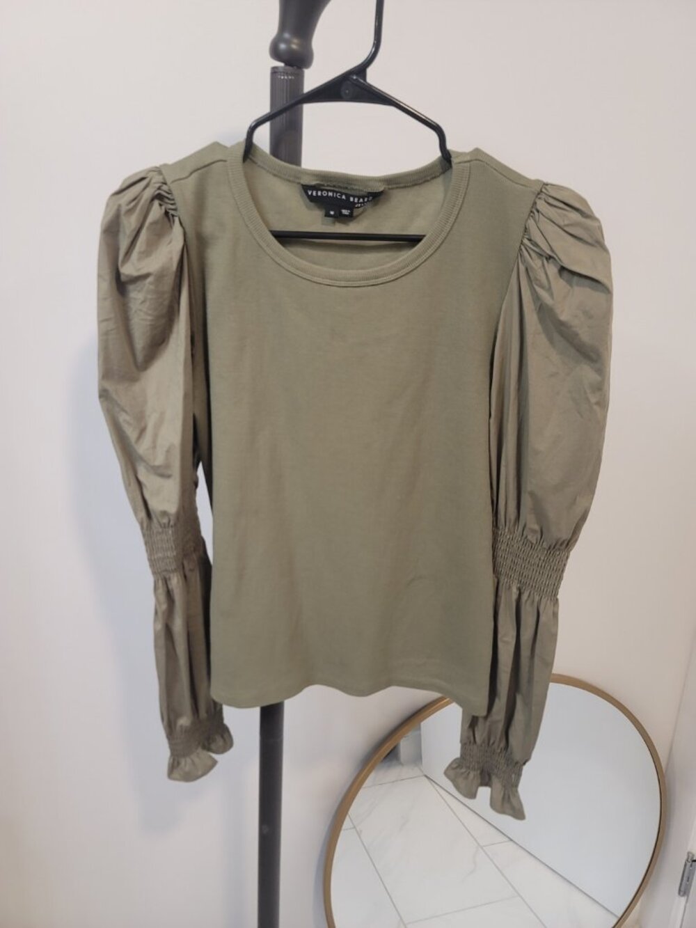 Veronica Beard Effy Sage Green Puff Sleeves Top Size Med - Picture 2 of 6